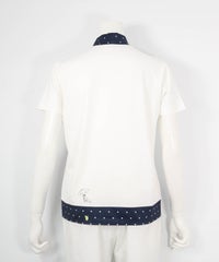 ドット切替UV速乾プルオーバー(ホワイト×ネイビー)後ろ