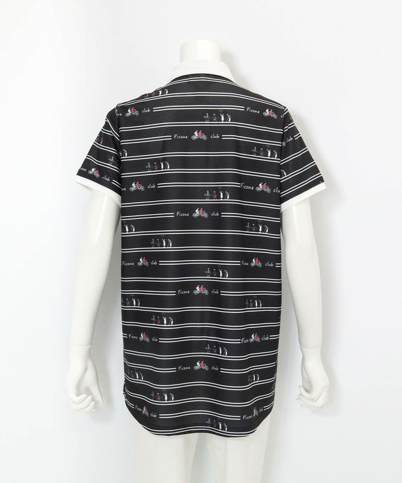 ボーダー柄UVチュニック丈ポロシャツ(ブラック)後ろ