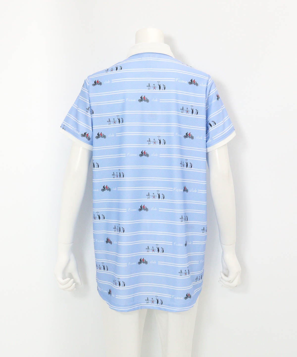 ボーダー柄UVチュニック丈ポロシャツ(ブルー)後ろ