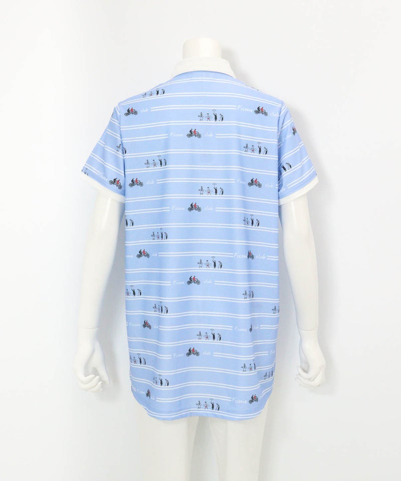 ボーダー柄UVチュニック丈ポロシャツ(ブルー)後ろ