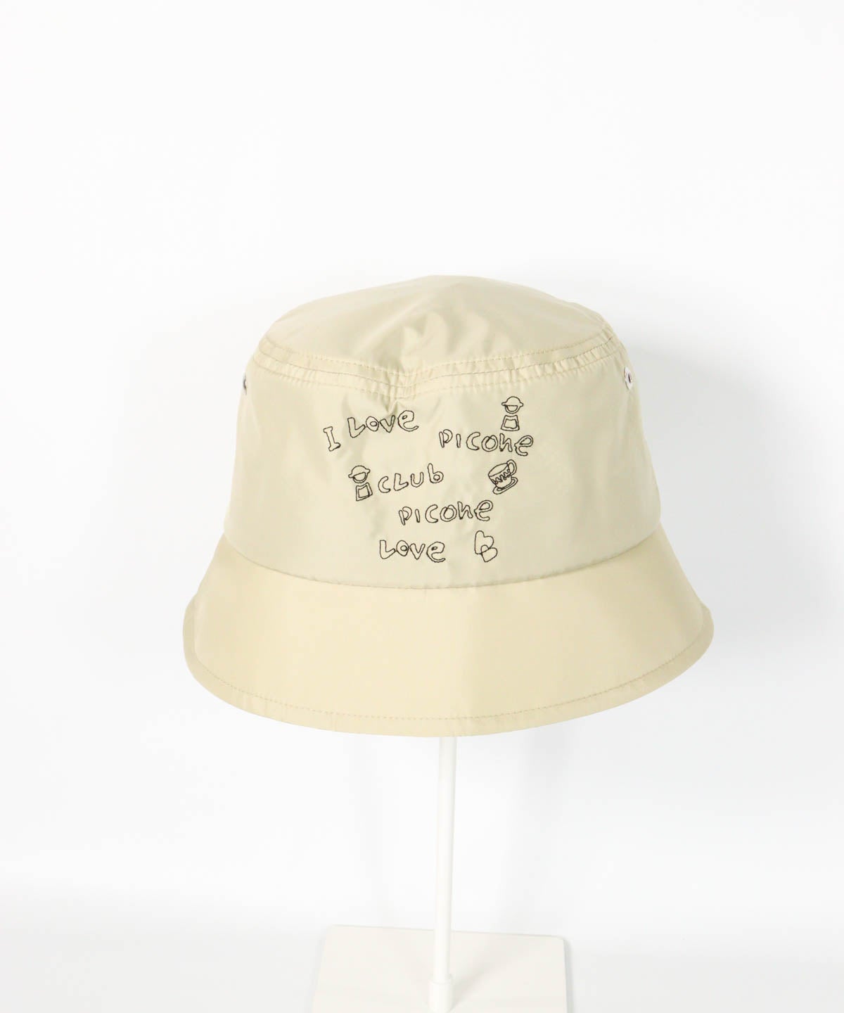 ロゴ刺繍撥水バケットハット(ベージュ)前