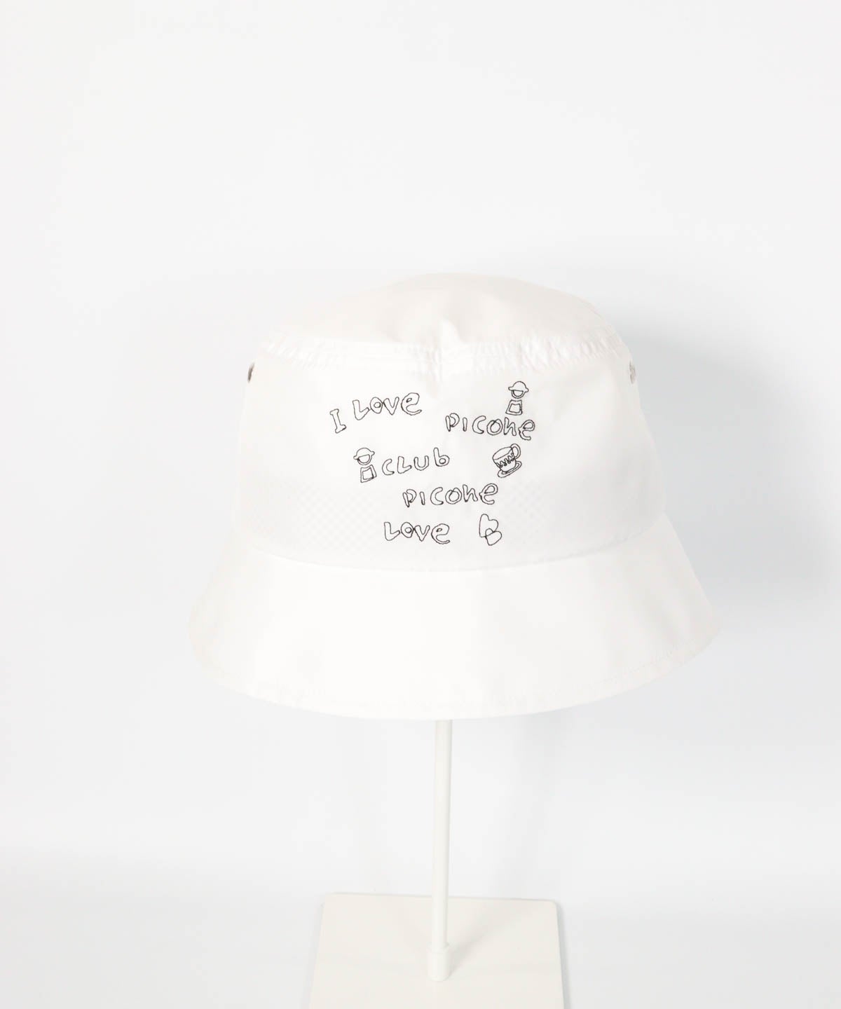 ロゴ刺繍撥水バケットハット(ホワイト)前