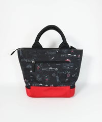 保冷ポケット付き総柄カートバッグ後（ブラック）