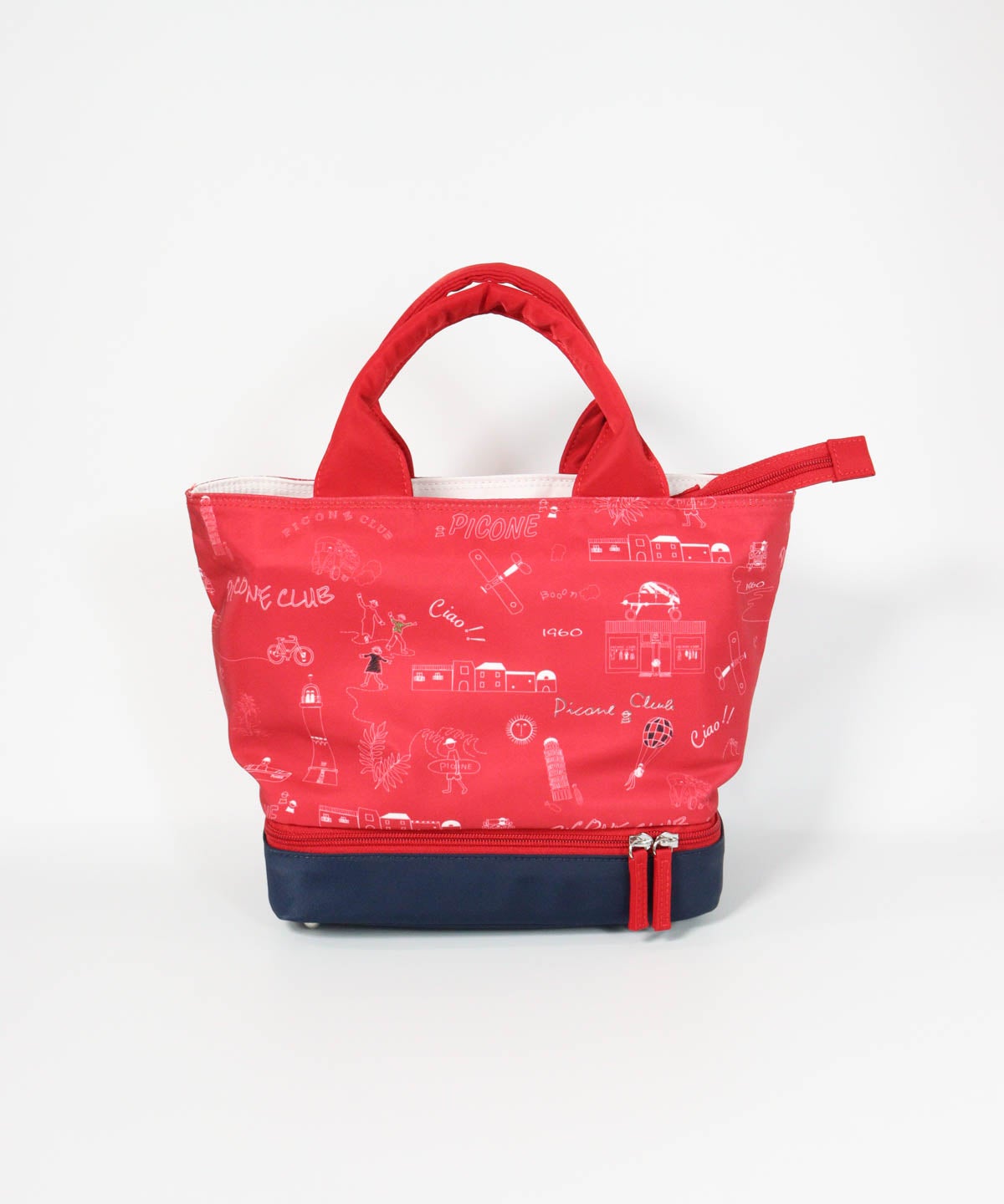 保冷ポケット付き総柄カートバッグ（ブラック）