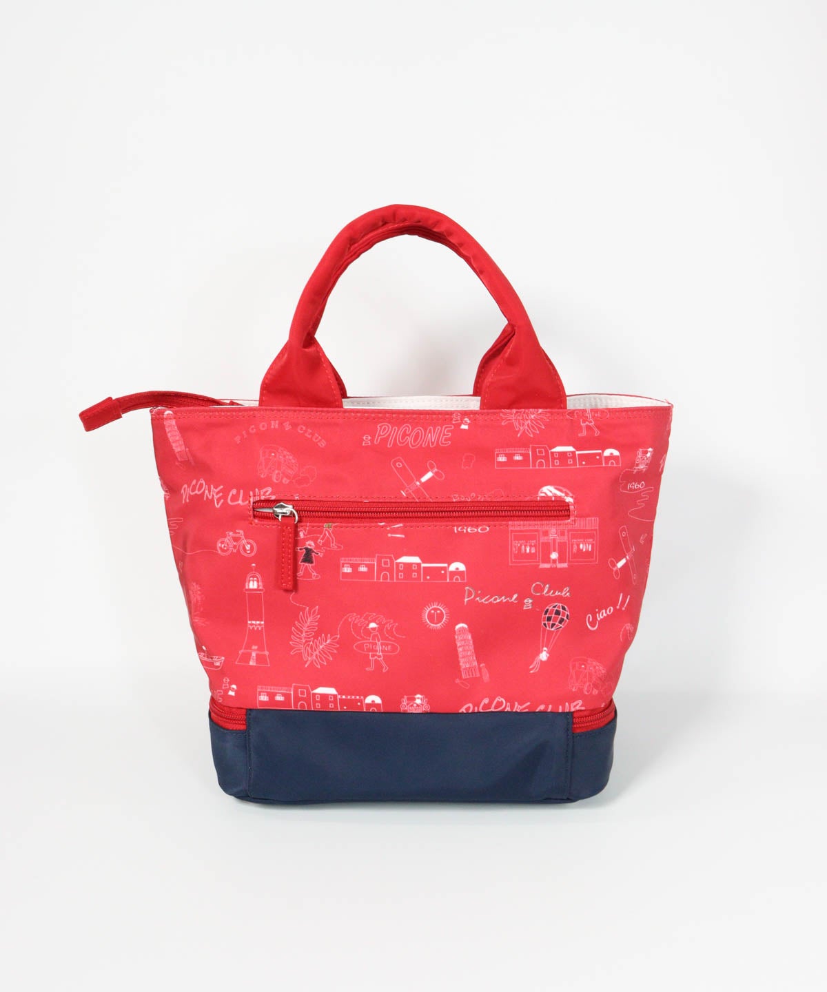 保冷ポケット付き総柄カートバッグ後（ブラック）