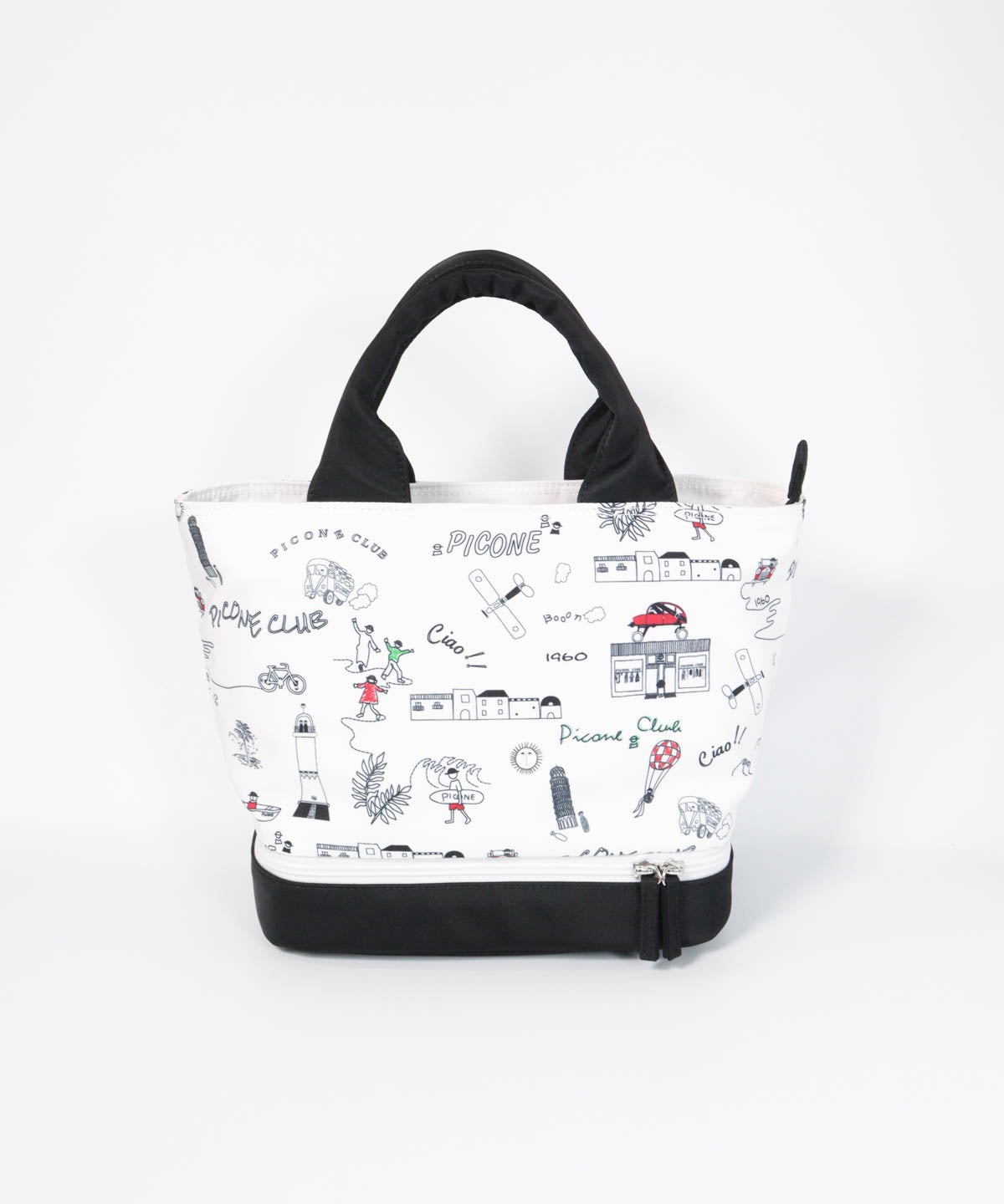 保冷ポケット付き総柄カートバッグ（ホワイト）