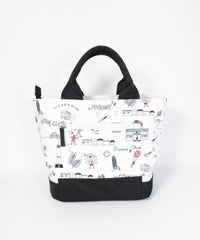 保冷ポケット付き総柄カートバッグ後（ホワイト）
