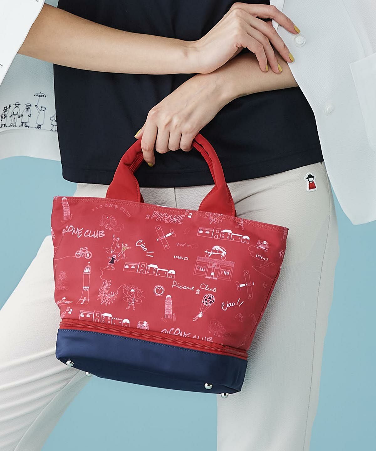 PICONE CLUB バッグ 赤 14.0 保冷ポケット付き総柄カートバッグ|ピッコーネクラブ - ゴルフウェアや