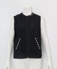 トリコットメッシュ速乾ジップベスト（ブラック）