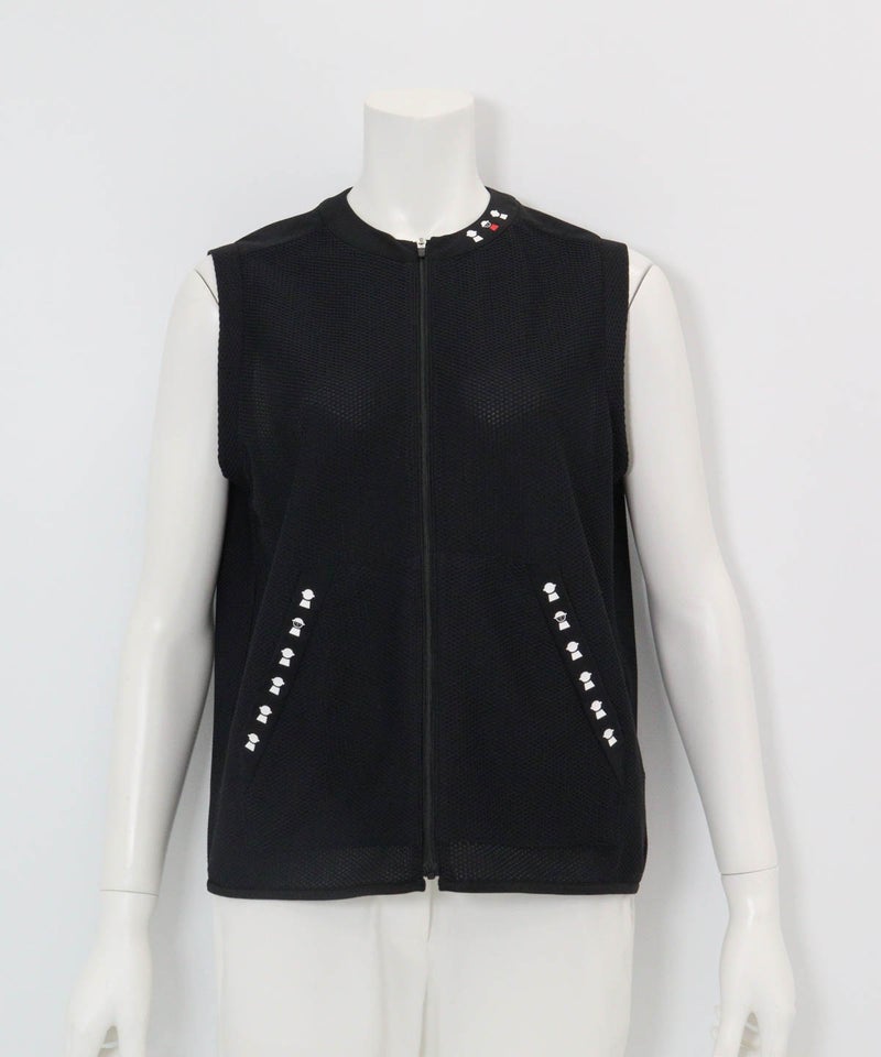 トリコットメッシュ速乾ジップベスト（ブラック）