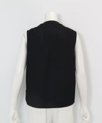トリコットメッシュ速乾ジップベスト後（ブラック）