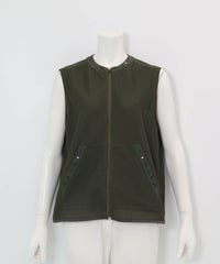 トリコットメッシュ速乾ジップベスト（カーキ）