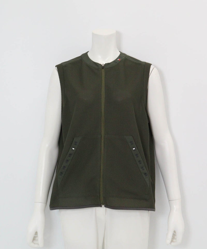 トリコットメッシュ速乾ジップベスト（カーキ）