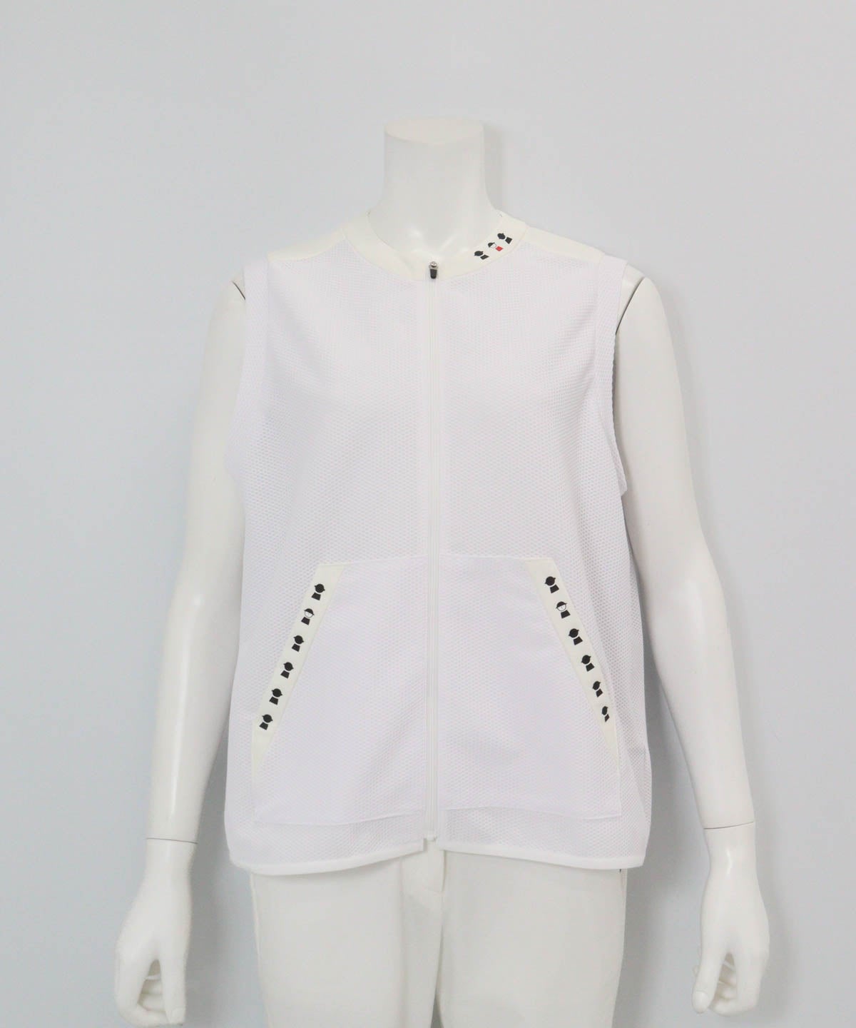 トリコットメッシュ速乾ジップベスト（ホワイト）