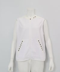 トリコットメッシュ速乾ジップベスト（ホワイト）