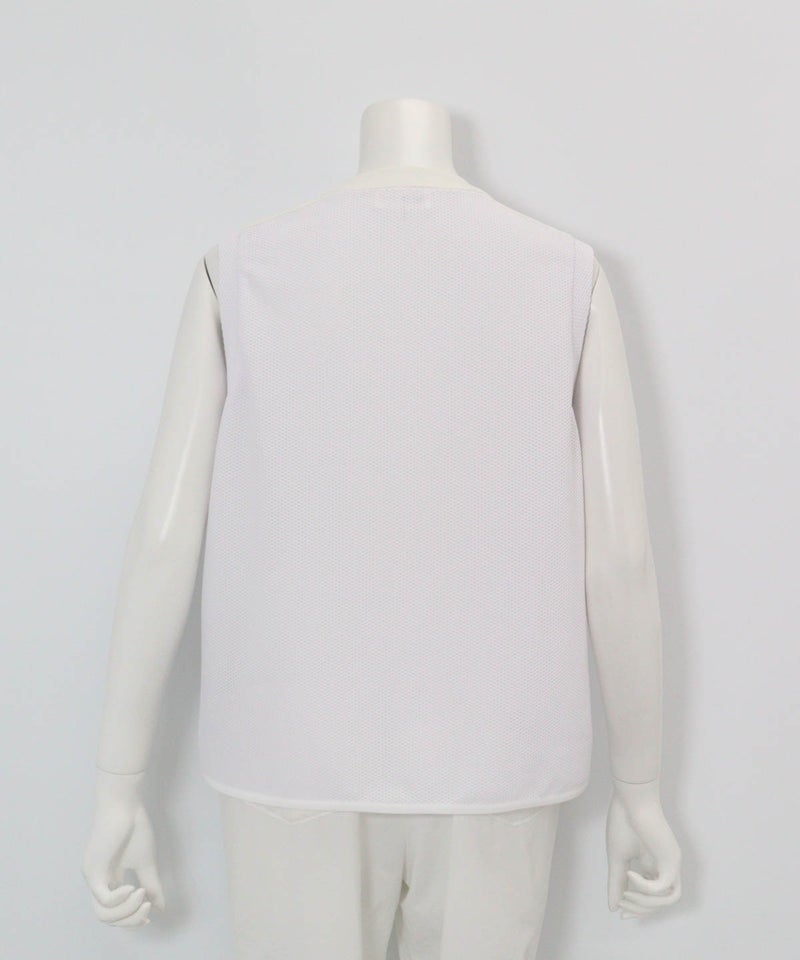 トリコットメッシュ速乾ジップベスト後（ホワイト）