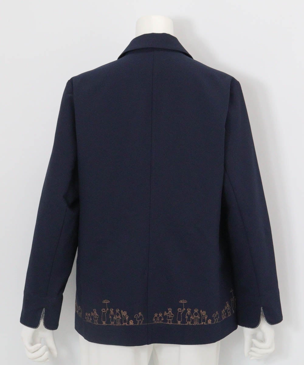 速乾サッカー地刺繍ジャケット後（ネイビー）