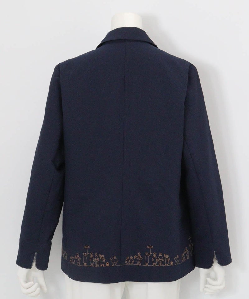 速乾サッカー地刺繍ジャケット後（ネイビー）