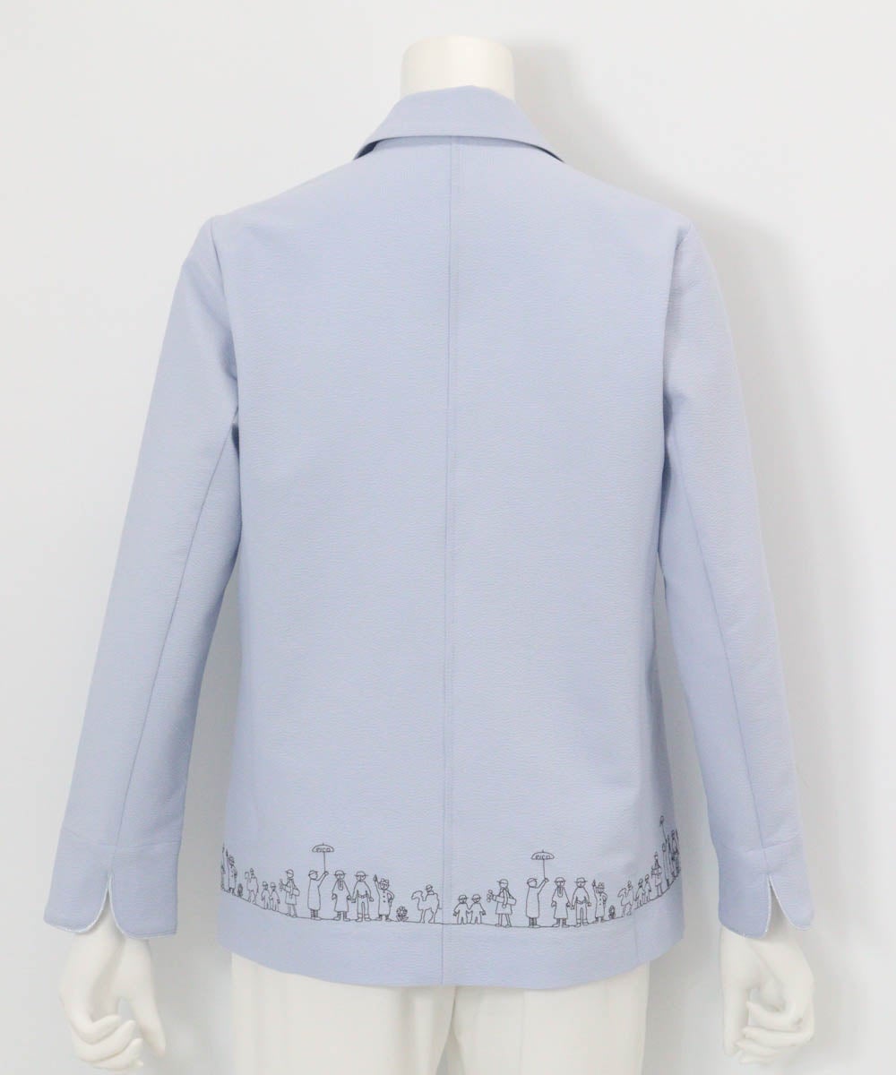 速乾サッカー地刺繍ジャケット後（ライトブルー）