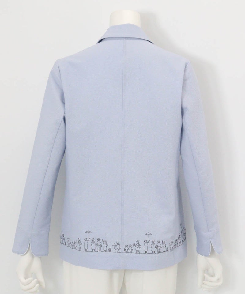 速乾サッカー地刺繍ジャケット後（ライトブルー）