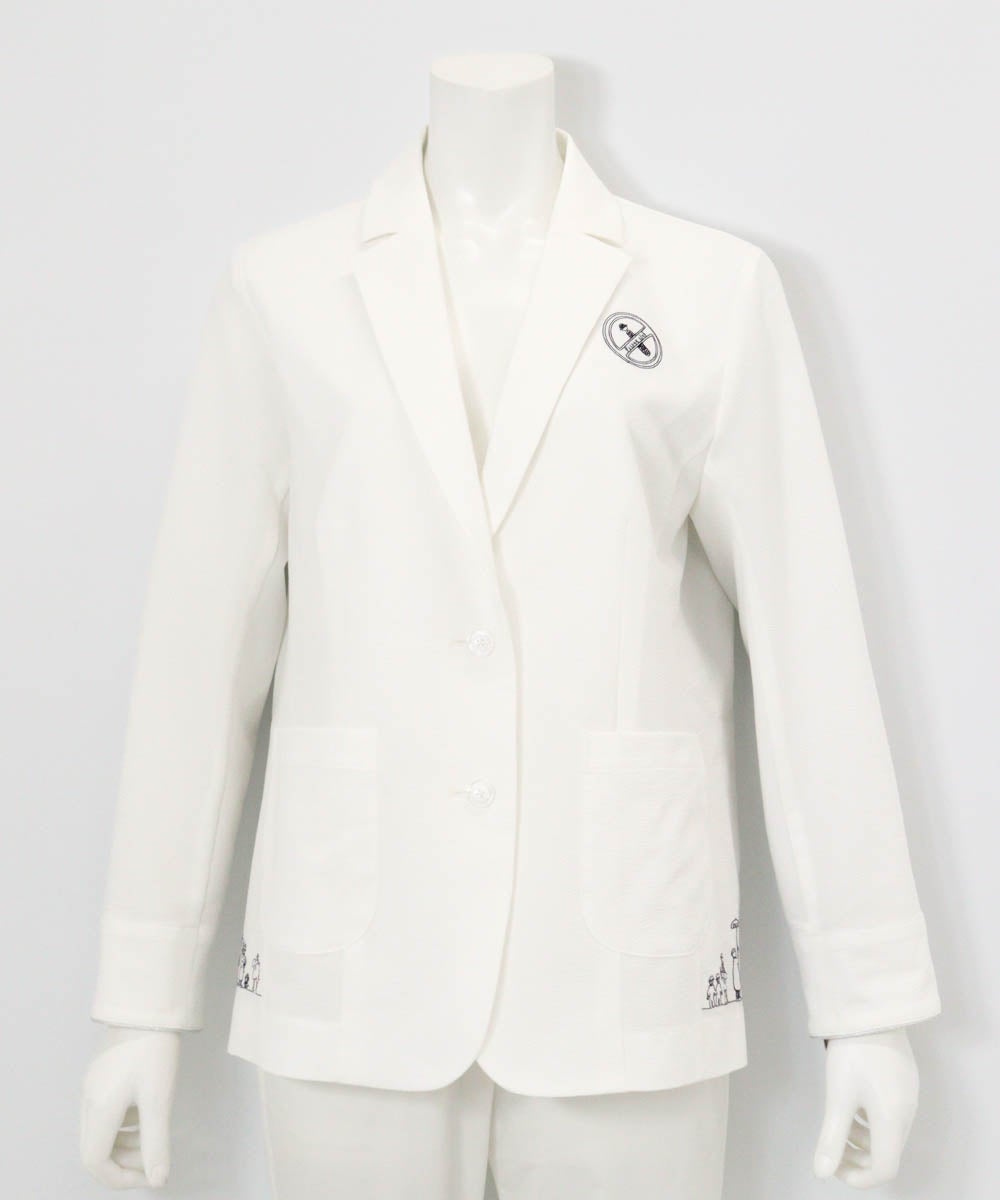 速乾サッカー地刺繍ジャケット（ホワイト）