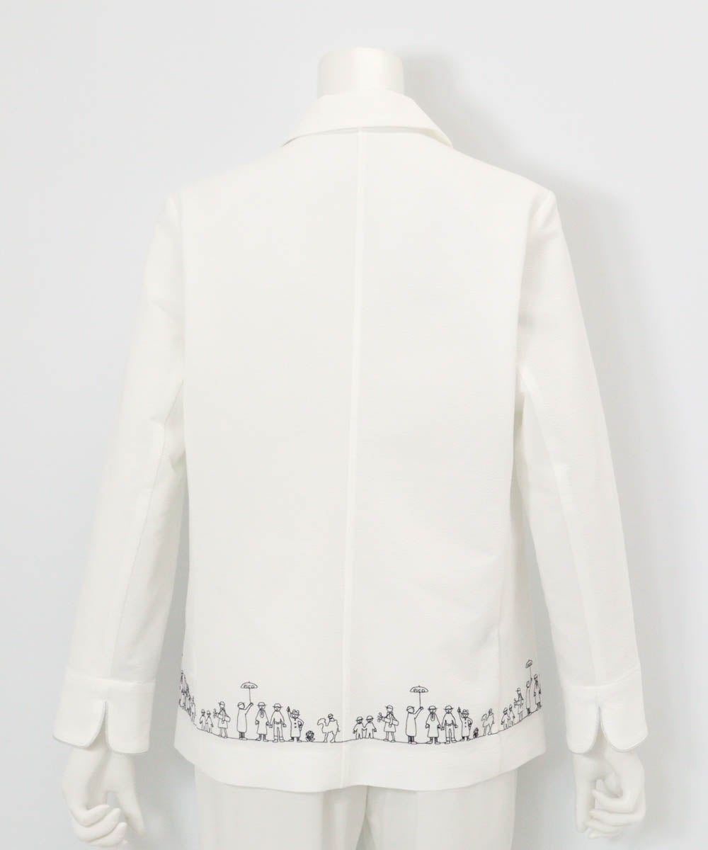 速乾サッカー地刺繍ジャケット後（ホワイト）