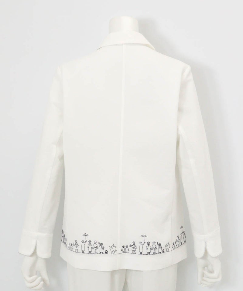 速乾サッカー地刺繍ジャケット後（ホワイト）