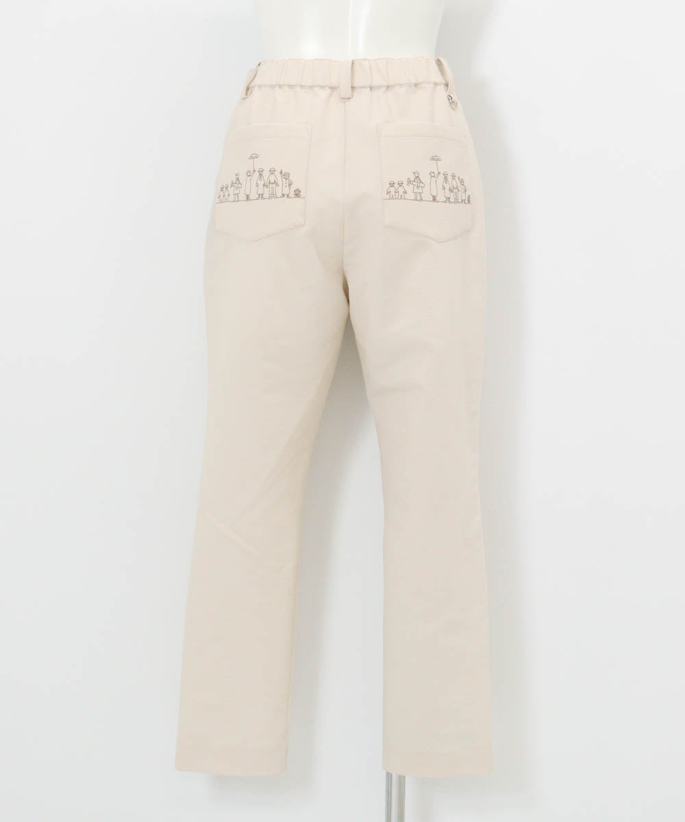 速乾サッカー地バック刺繍パンツ後（ベージュ）