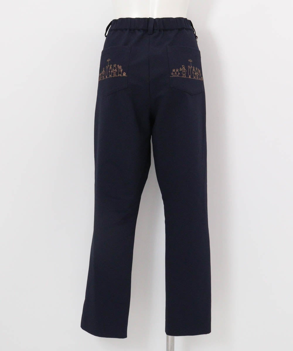 速乾サッカー地バック刺繍パンツ後（ネイビー）