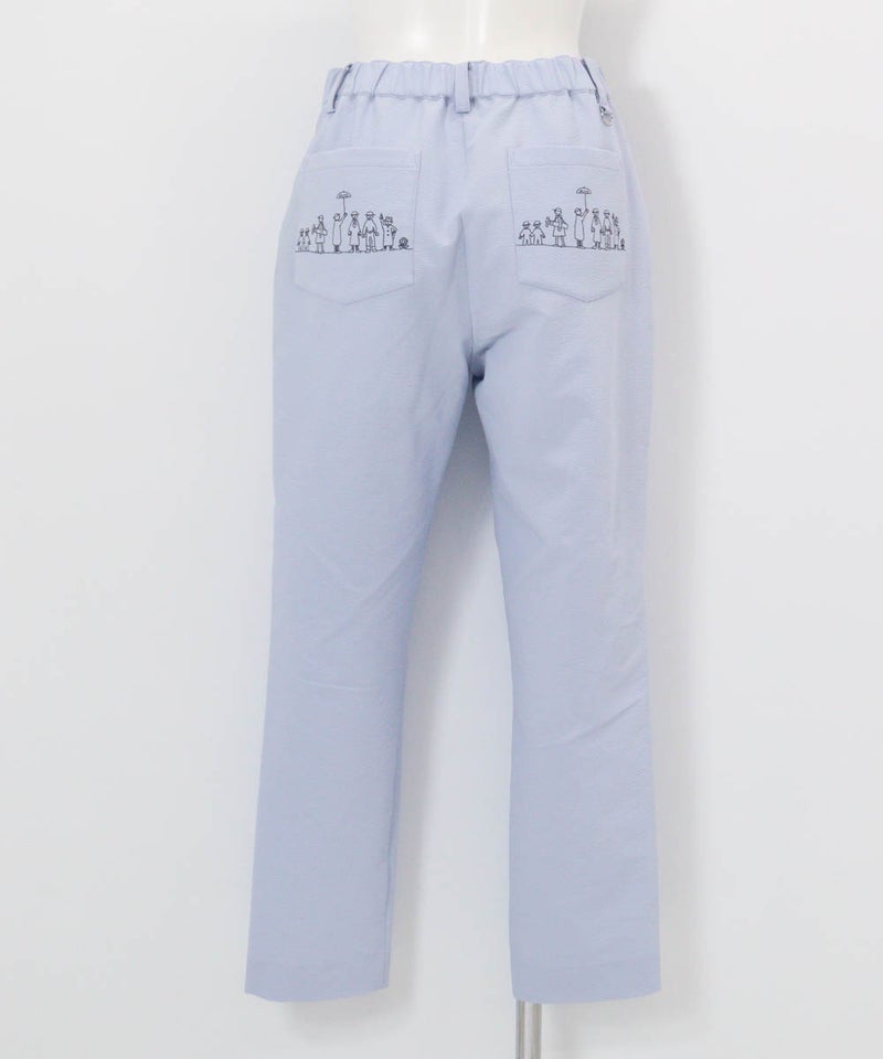 速乾サッカー地バック刺繍パンツ後（ライトブルー）