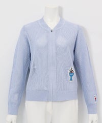 コットン混メッシュジップブルゾン（ライトブルー）