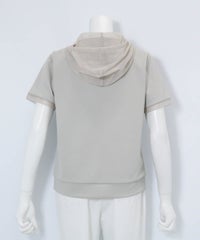 メッシュフードプルオーバー後（ベージュ）