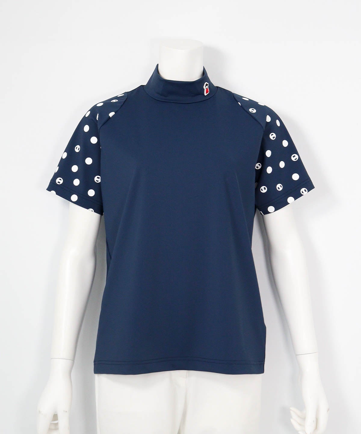 ドット袖冷感プルオーバー（ネイビー）前