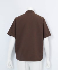 裾刺繍UV速乾ジッププルオーバー後（ブラウン）