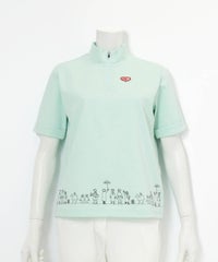 裾刺繍UV速乾ジッププルオーバー（ライトグリーン）