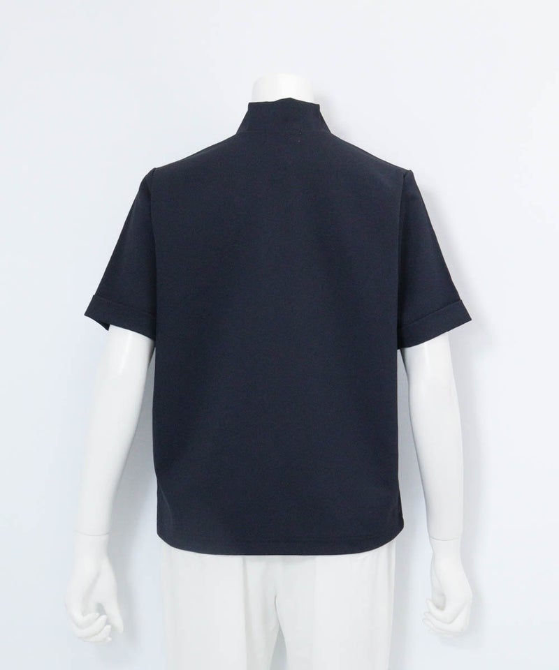 裾刺繍UV速乾ジッププルオーバー後（ネイビー）