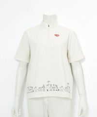 裾刺繍UV速乾ジッププルオーバー（ホワイト）