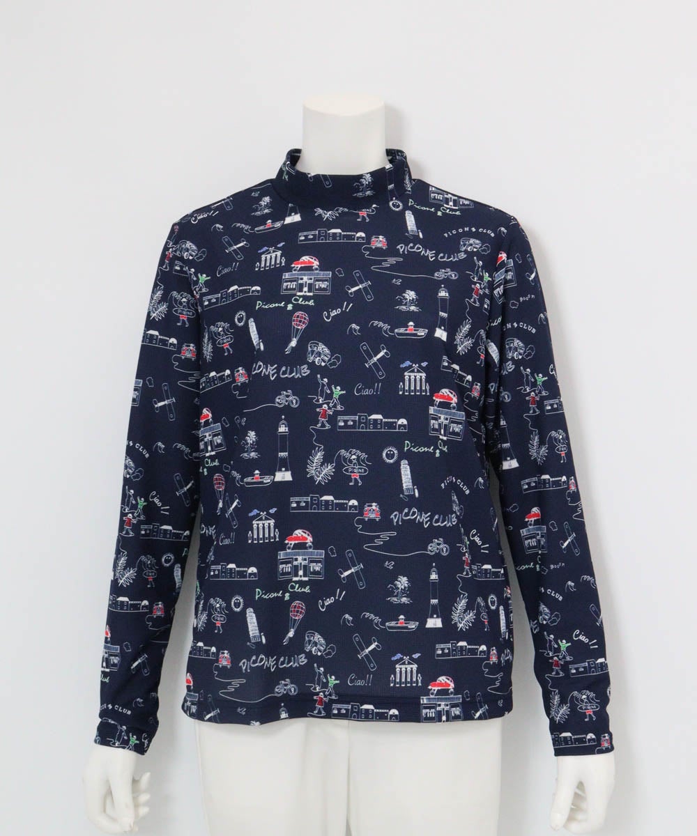 総柄プリントUVプルオーバー（ネイビー）