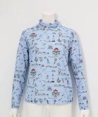 総柄プリントUVプルオーバー（ブルー）