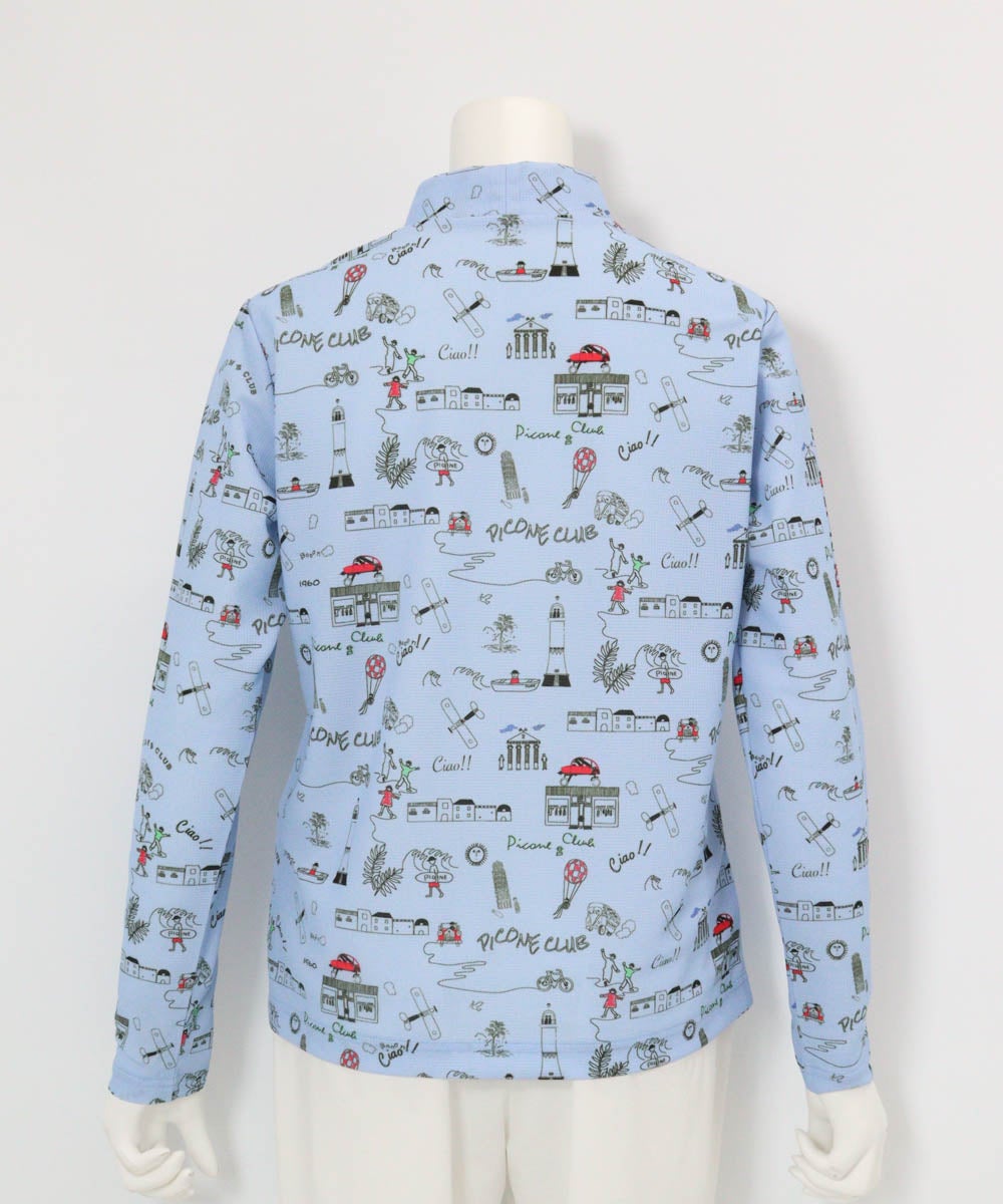 総柄プリントUVプルオーバー後（ブルー）