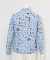 総柄プリントUVプルオーバー後（ブルー）