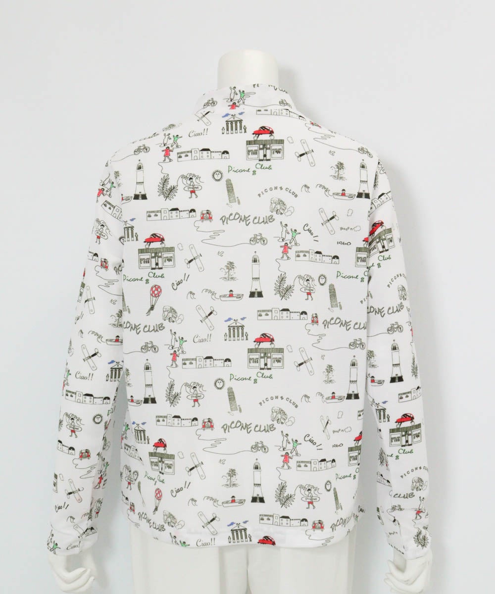 総柄プリントUVプルオーバー後（ホワイト）