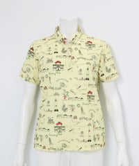 総柄プリントUVポロシャツ（イエロー）