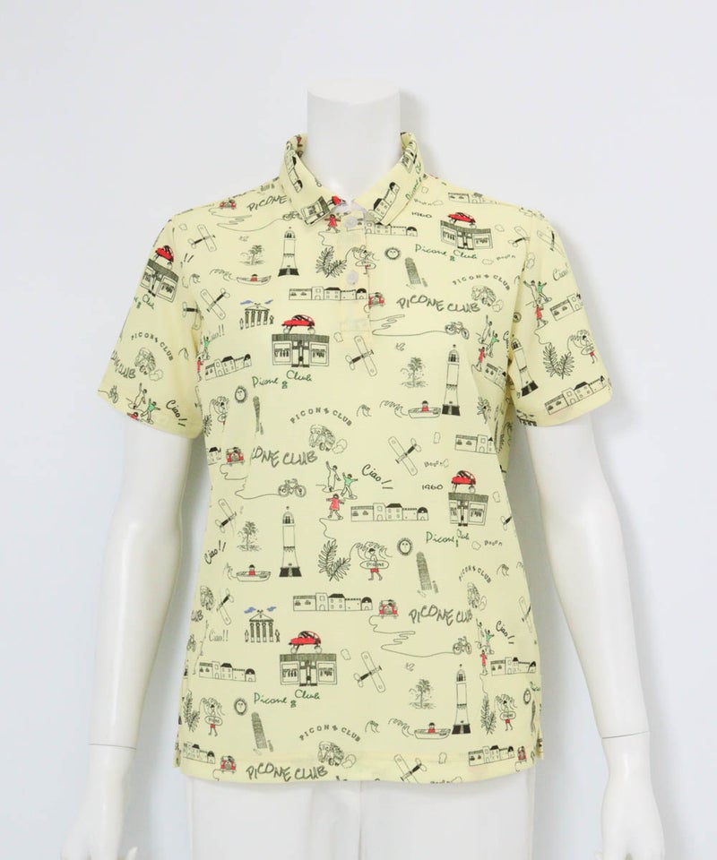 総柄プリントUVポロシャツ（イエロー）