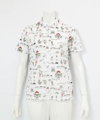 総柄プリントUVポロシャツ（ホワイト）