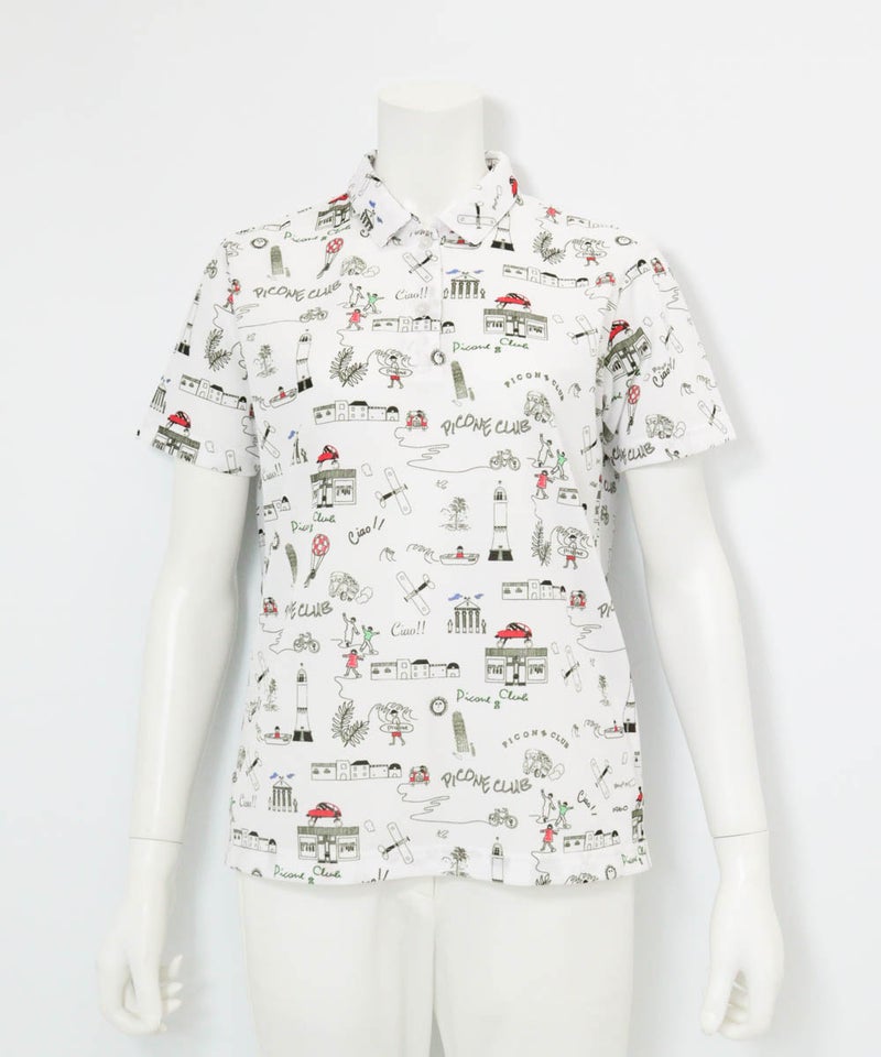 総柄プリントUVポロシャツ（ホワイト）