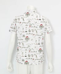 総柄プリントUVポロシャツ後（ホワイト）