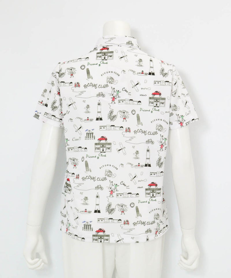 総柄プリントUVポロシャツ後（ホワイト）