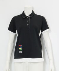 配色ラインUV速乾ポロシャツ（ブラック）