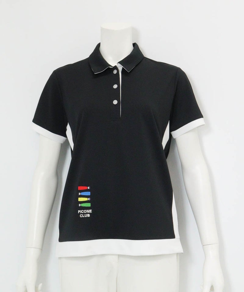 配色ラインUV速乾ポロシャツ（ブラック）